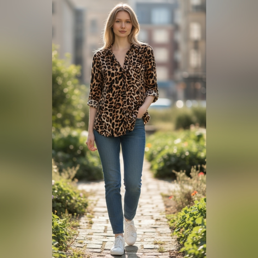 Stylish Animal Print Blouse